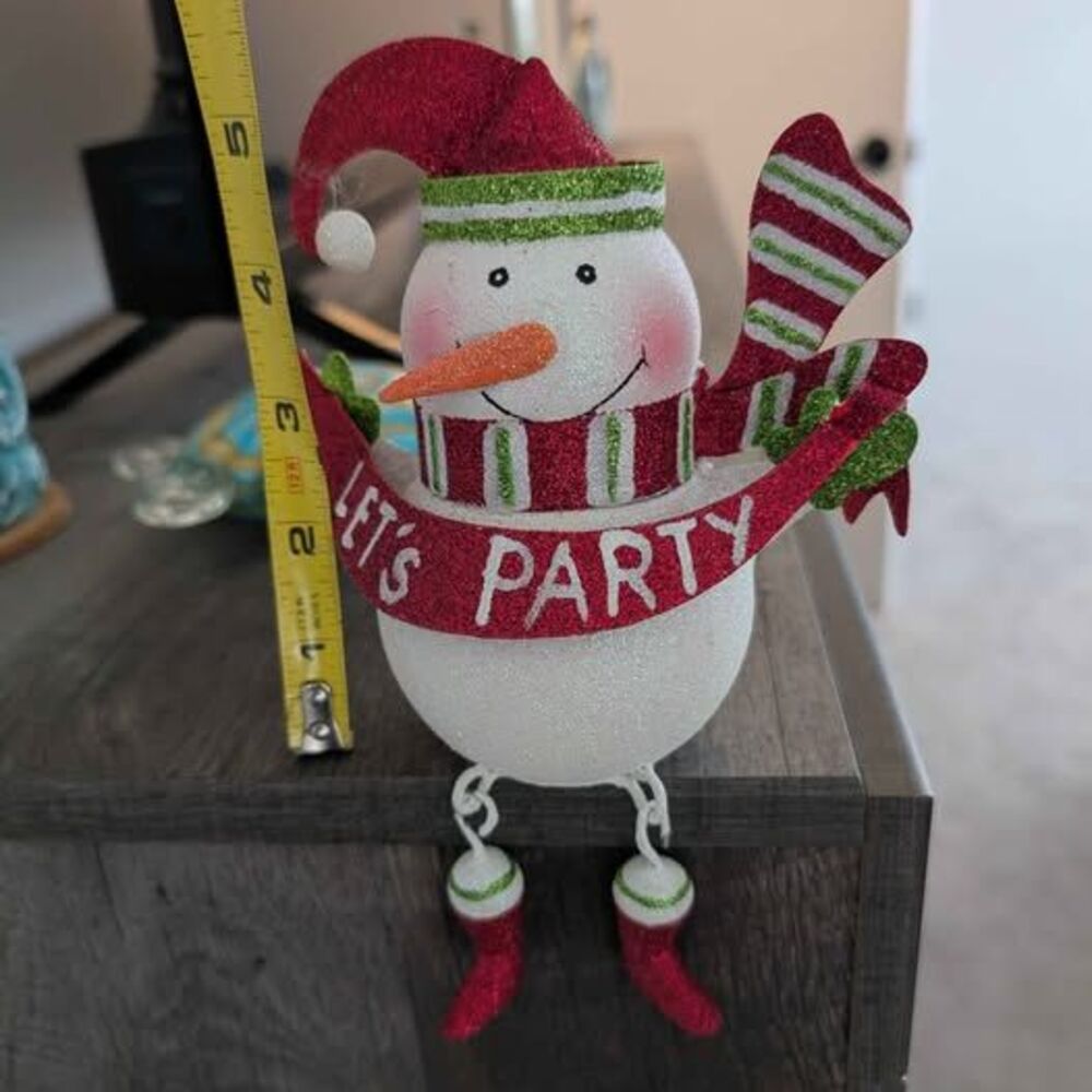 Snowman Shelf Sitter Decoration "Let's Party" - Picture 2 of 3